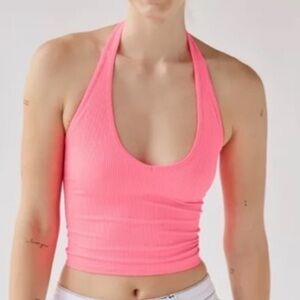 UO Out From Under Jackie Seamless Halter Bra Tank Top Hot Pink (M)